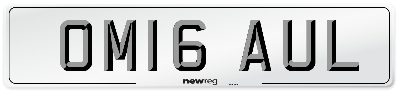 OM16 AUL Number Plate from New Reg